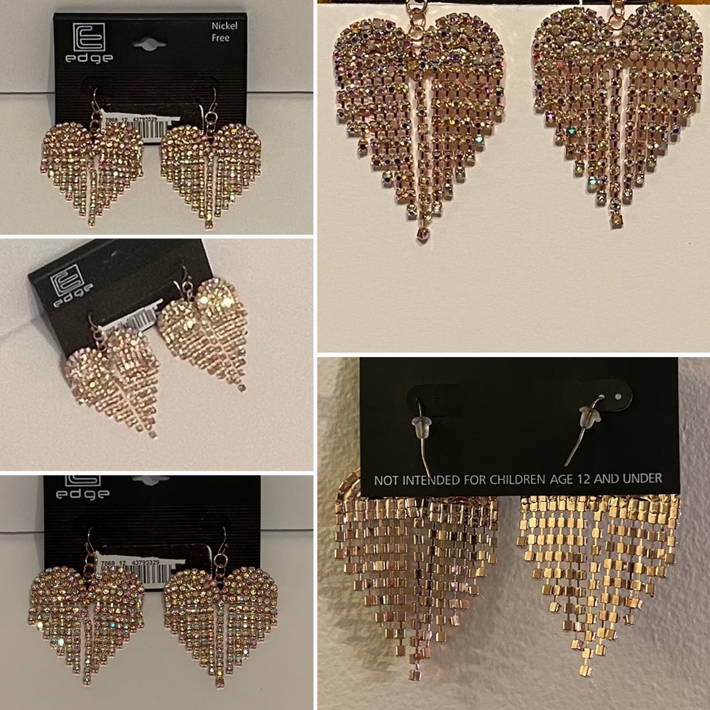 Rhinestones Heart Earrings